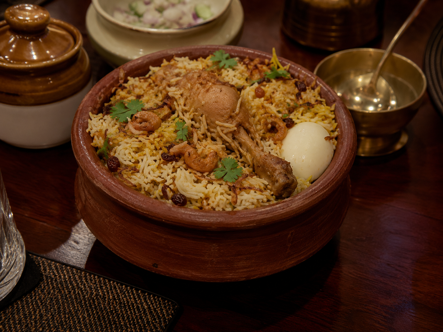 Traditional Kerala Chicken Biriyani served hot at Mattathil Restaurant Kuravilangad