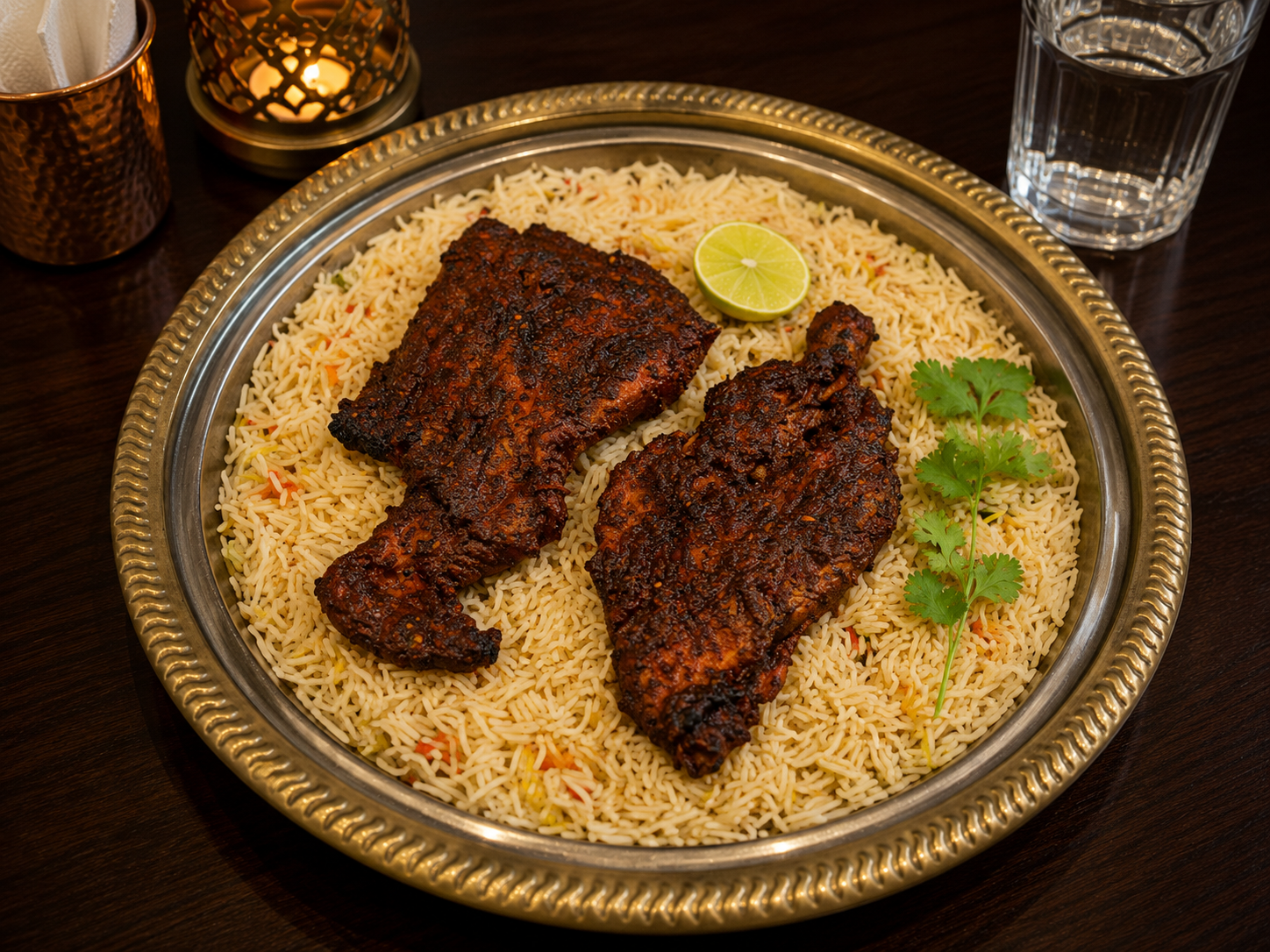 Flavorful Arabian Chicken Mandhi served at Mattathil Restaurant